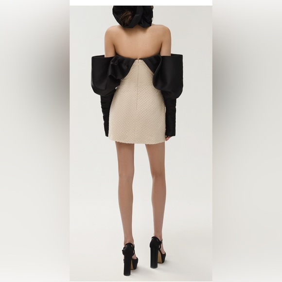 Nafsika Skourti Opera Mini Crystal Dress in Black & Cream Crystal - Picture 3 of 12